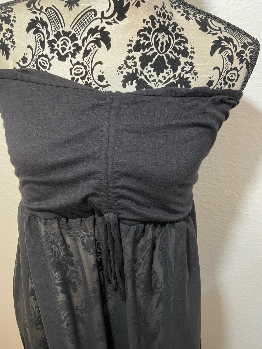 🌞Smocked Bandeau Strapless Ombré Black & Grey Cover Up Dress